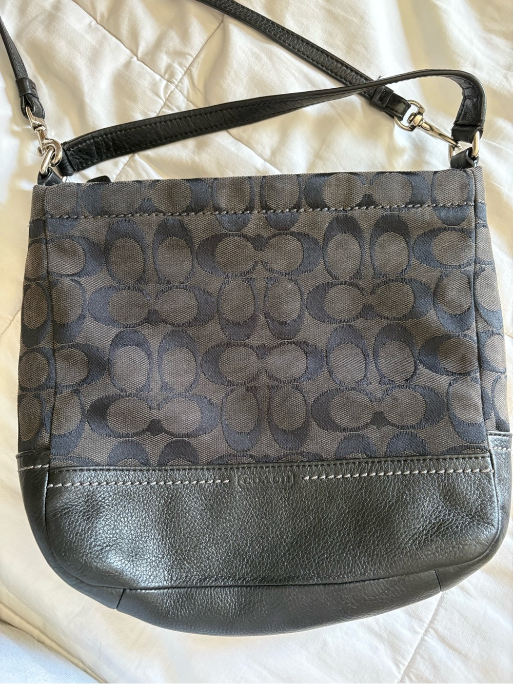 Coach Black and Charcoal Signature Canvas Crossbody Bag